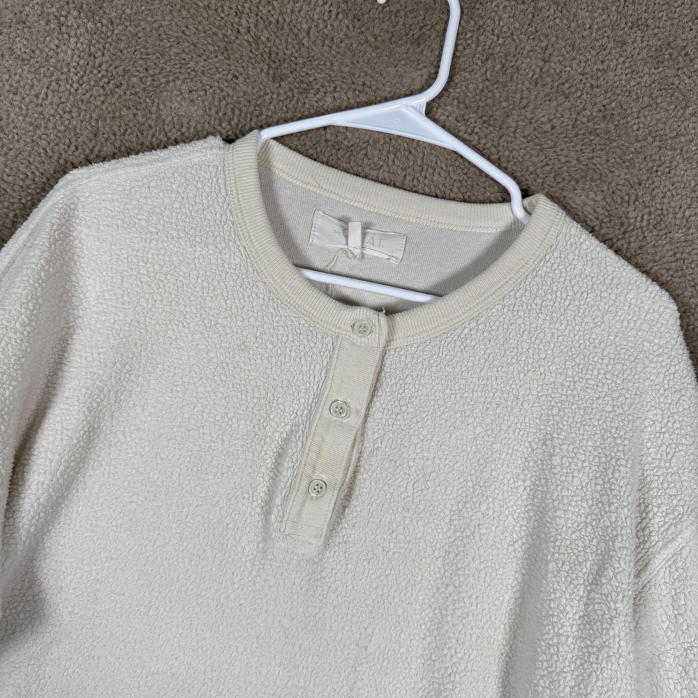 The Great Sleep Henley Sweatshirt Women Size 2 Cream Sherpa Fleece Long Sleeve‎